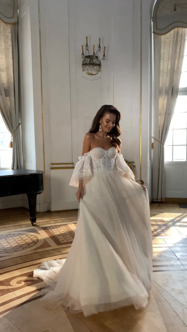 Carter - Aline Tulle Lace Wedding Dress
