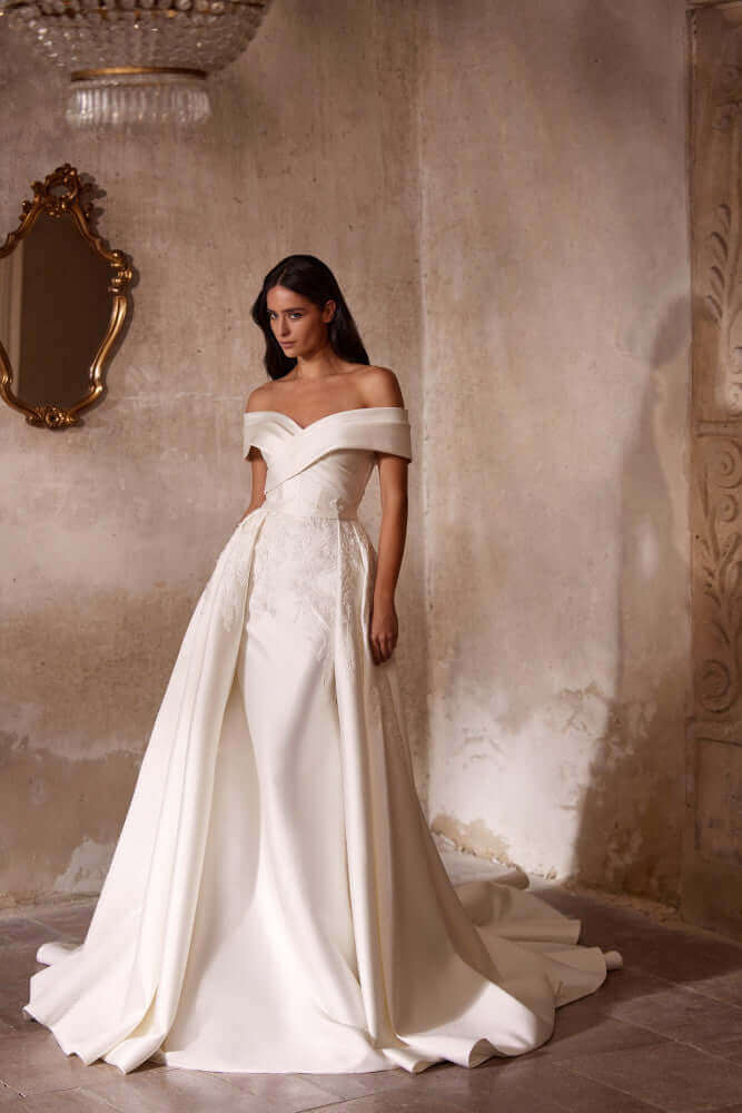 ivory mikado wedding dress Elodie Ivory Mikado Wedding Dress