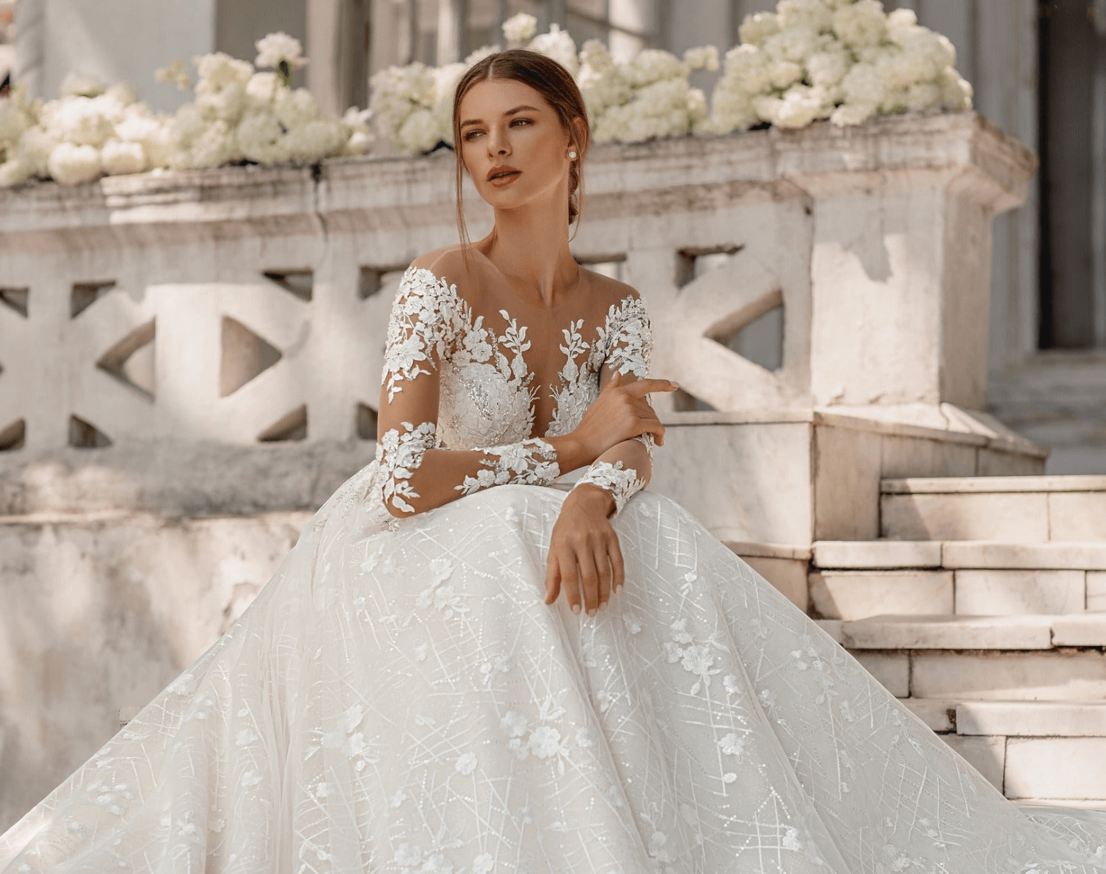 Luce sposa tulle with lace wedding dress long sleeves and deep v, wedding dress with long sleeves, lace wedding dress, aline wedding dress, canada online wedding dress, canada wedding gown, canada wedding gowns, canadian bridal dresses, canada wedding gown, canada wedding gowns,