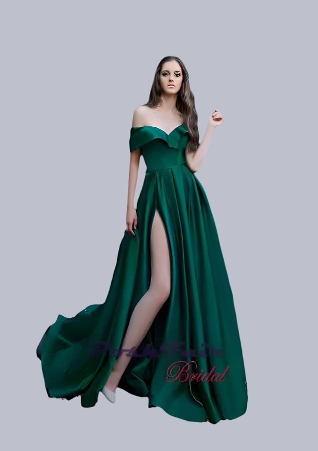 Green Satin Prom Dress, Poshfair Bridal, Orleans, Ontario, prom evening dress