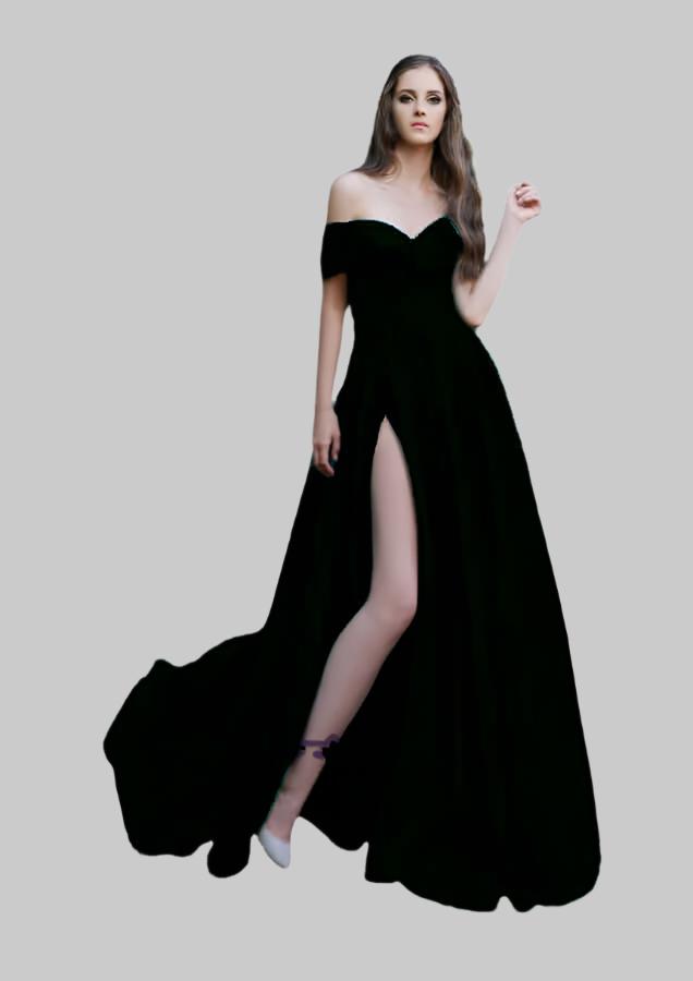 Black Satin Prom Dress, Poshfair Bridal, Orleans, Ontario, prom evening dress