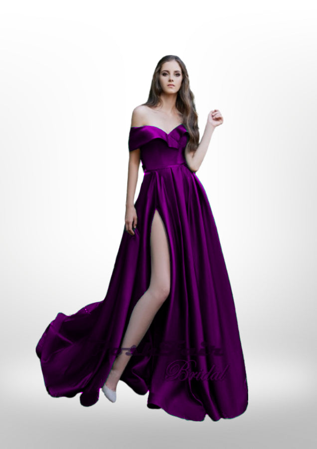 Purple Satin Prom Dress, Poshfair Bridal, Orleans, Ontario