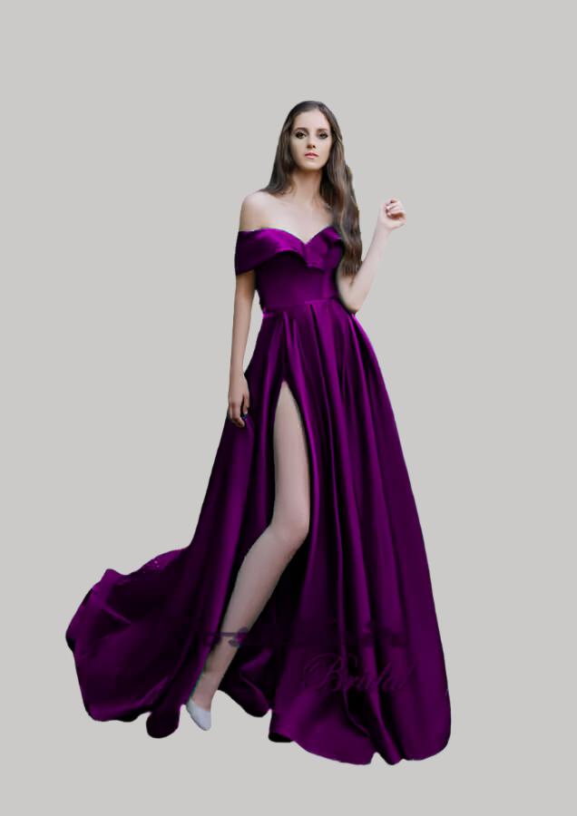 Purple Satin Prom Dress, Poshfair Bridal, Orleans, Ontario, prom evening dress