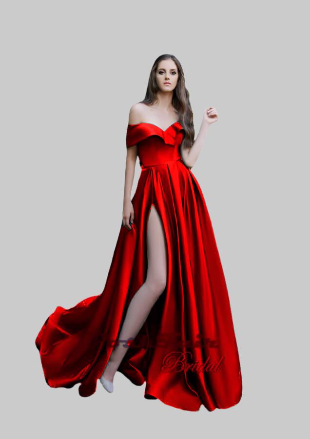 Red Satin Prom Dress, Poshfair Bridal, Orleans, Ontario, prom evening dress