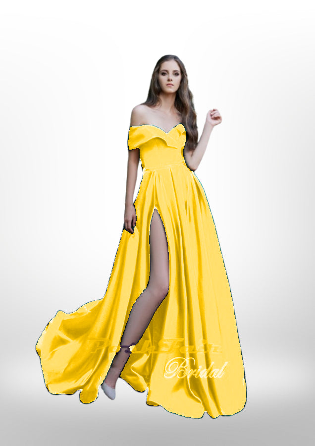 Yellow Satin Prom Dress, Poshfair Bridal, Orleans, Ontario