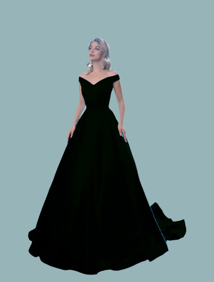Satin prom dress in black with sparkly belt buckle,  Poshfair Bridal, Orleans, Ontario, prom evening dress