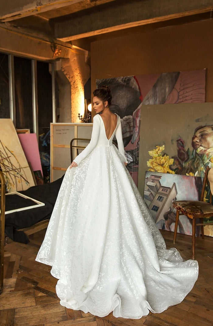 low back wedding dress, lace wedding dress, wedding dress with lace, tulle wedding dress, Aline wedding dress