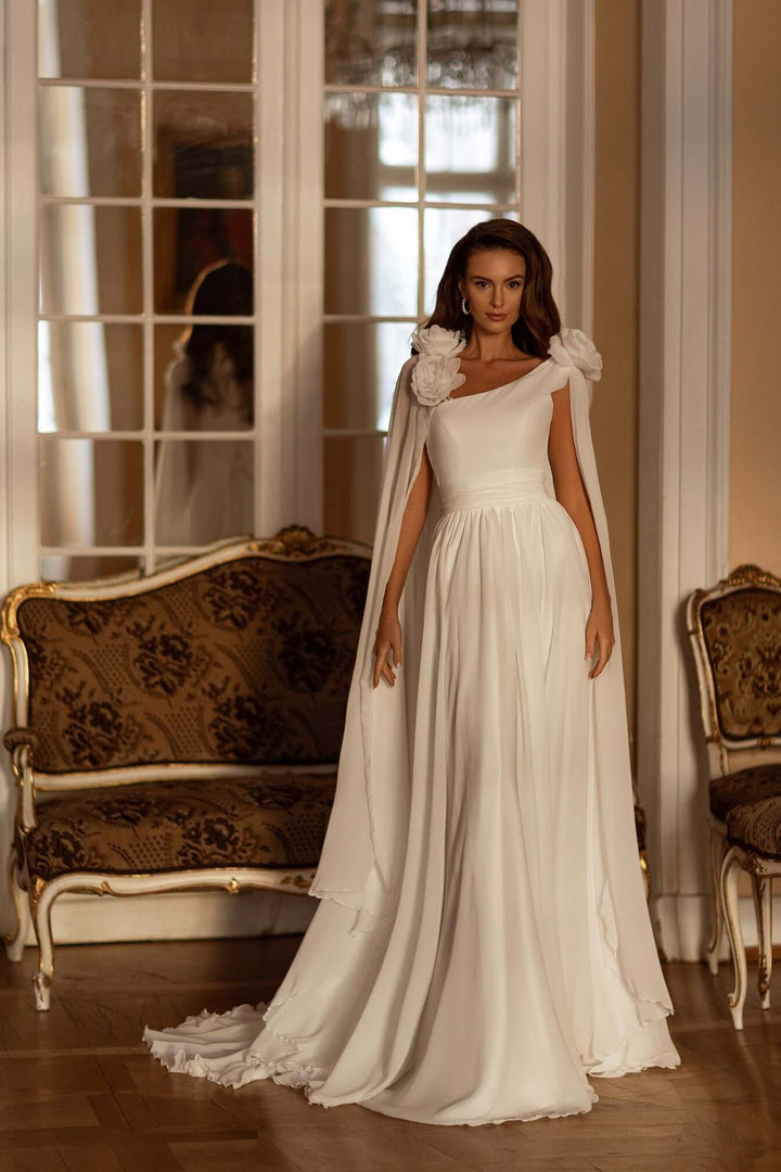 chiffon wedding dress canada MISTY Romantic Ruffled Chiffon Wedding Dress Catherine Langlois