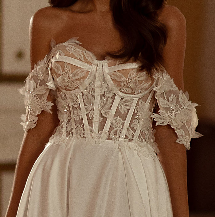 bridal gown near me, sheer wedding dress, summer wedding dress near me, poshfair wedding boutique, poshfair bridal,