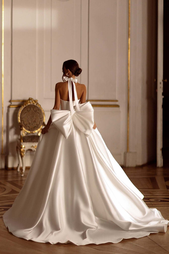 Coraline - Aline Mikado Wedding Dress with Bow by Poshfair Coraline - Aline Mikado Wedding Dress with Bow by Poshfair