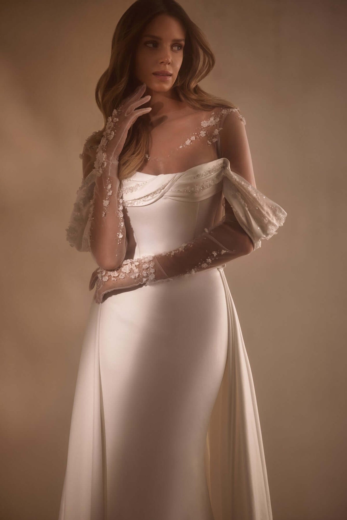 Mermaid wedding dress, best bridal boutique near me, ivory wedding dress, plain wedding dress, off-shoulder wedding dress