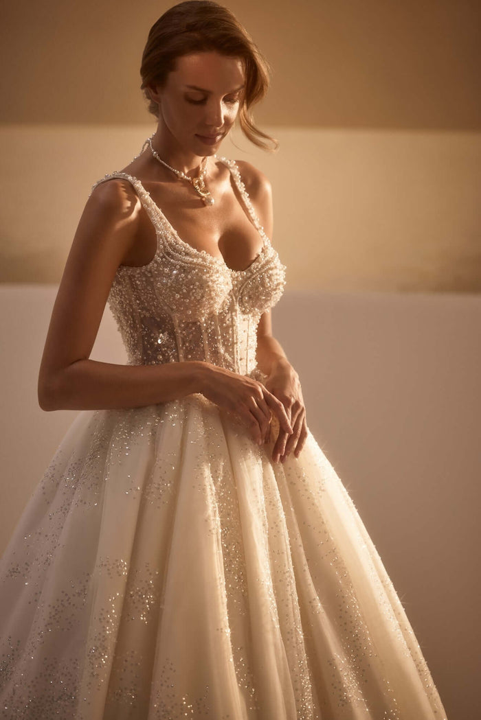 Corset top wedding dress, corset aline dress, highest rated wedding store near me, couture wedding shop ottawa, canadian bridal designer