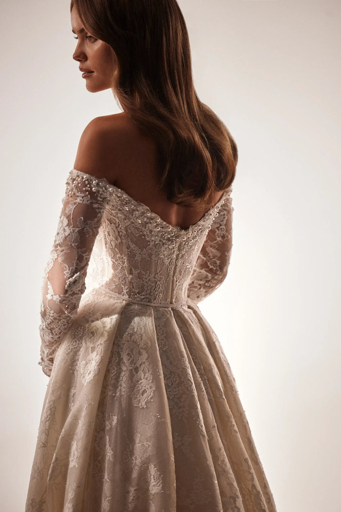 corset wedding dress, A-line corset wedding dress, bridal shop in Toronto, bridal store in Ottawa, lace wedding dress