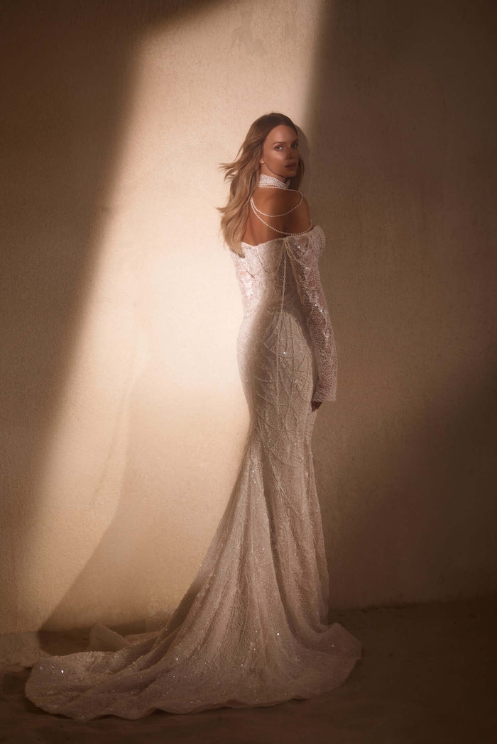 champagne wedding dressmermaid wedding dresslace wedding dresswedding dress low backbridal boutique in orleans, mermaid gown