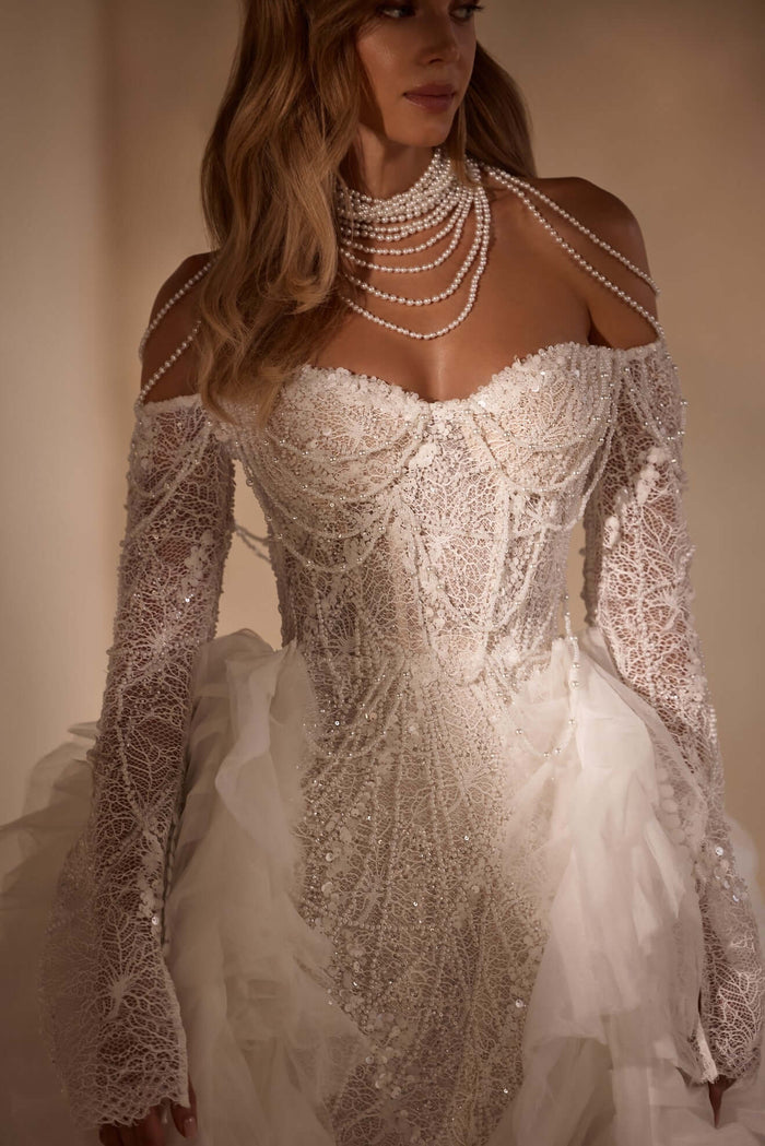 ivory mermaid wedding dresslace bridal gownwedding dresses with low backdesigner wedding dresses near mebridal veil with lace, mermaid gown