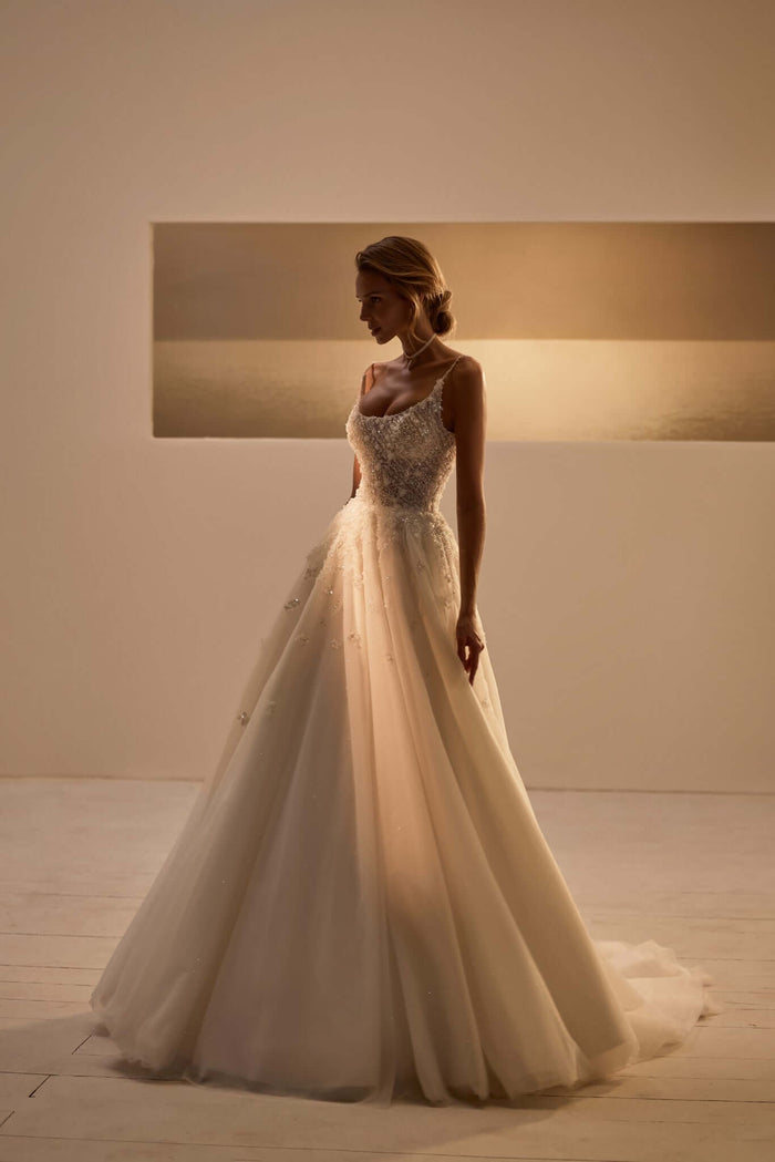 a-line wedding dress, best bridal boutique near me, wedding dresses near me, champagne wedding dress