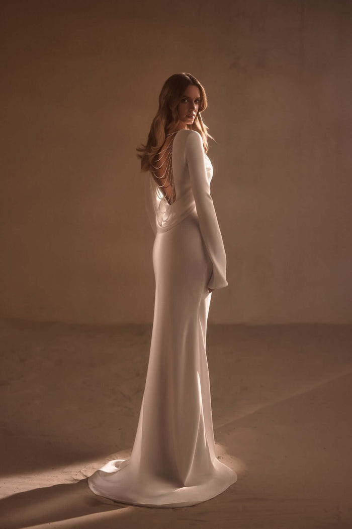 Simple satin wedding dress, plain wedding dresses near me, simple white wedding dresses, low back wedding dress, mermaid wedding dress