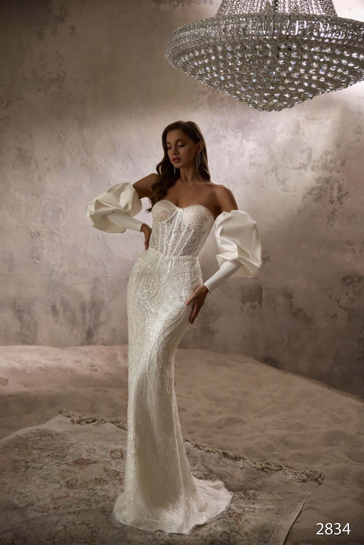 wedding dress with puffy sleeves, ivory wedding dress, wedding dress in Ottawa, fit and flare wedding dress, fit and flare lace wedding dress