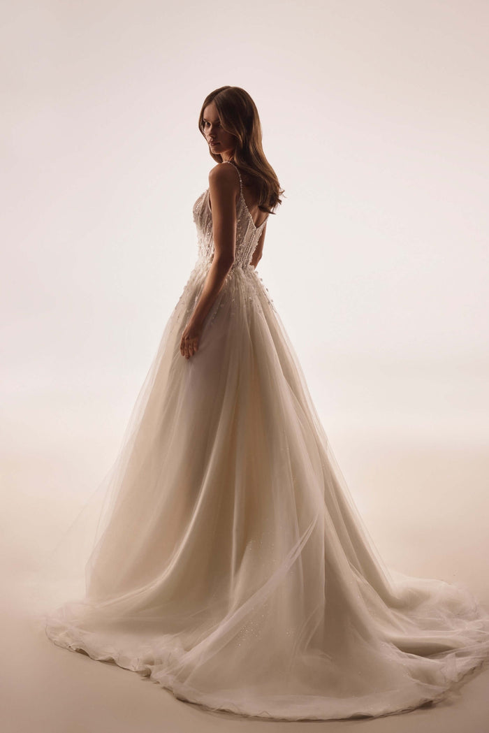 plunging neckline wedding dress,plunging neckline,sample wedding dresses near me,lace bridal gown,bridal dresses for sale, wedding ball gown