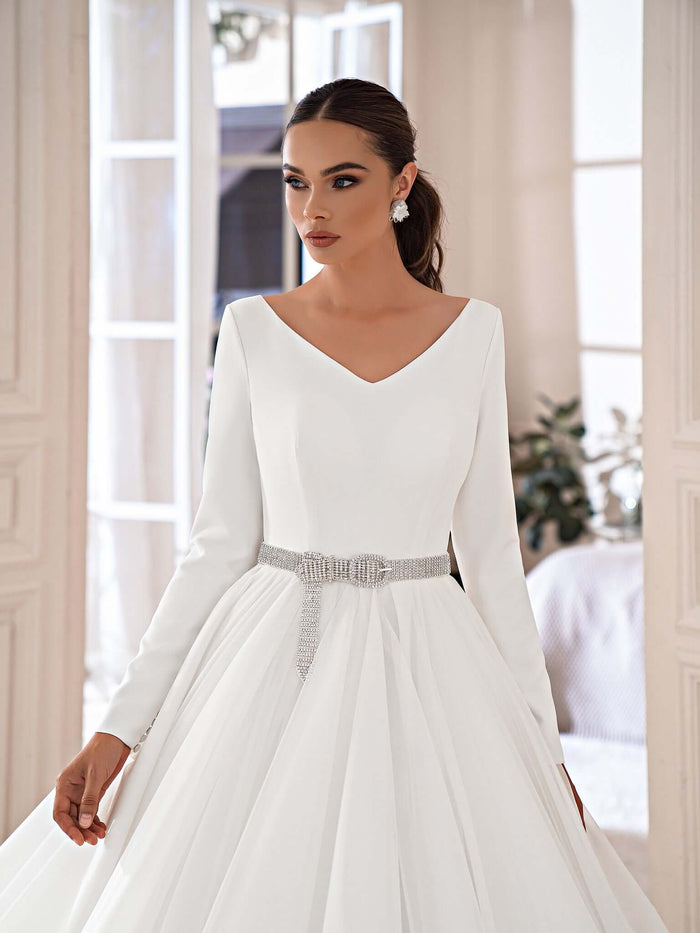 islamic bridal gown ottawa, islamic wedding dress near me, plain wedding dress, crepe wedding dress, ball gown wedding dress