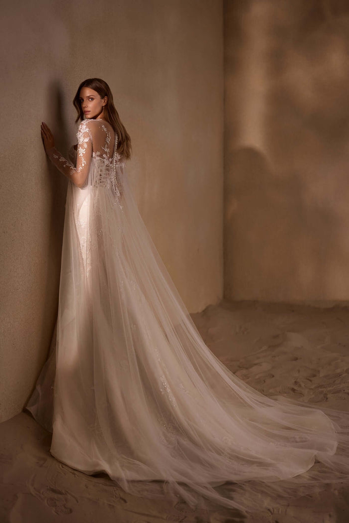 wedding dress with cape,  bridal designer near me, custom wedding dress near me, designer wedding dresses in orleans, designer wedding dresses in ottawa, designer wedding dresses near me, mermaid wedding dress