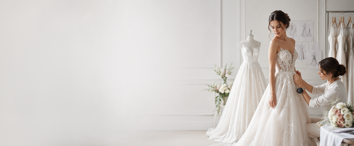 Bride during a custom wedding dress consultation at an Ottawa bridal boutique