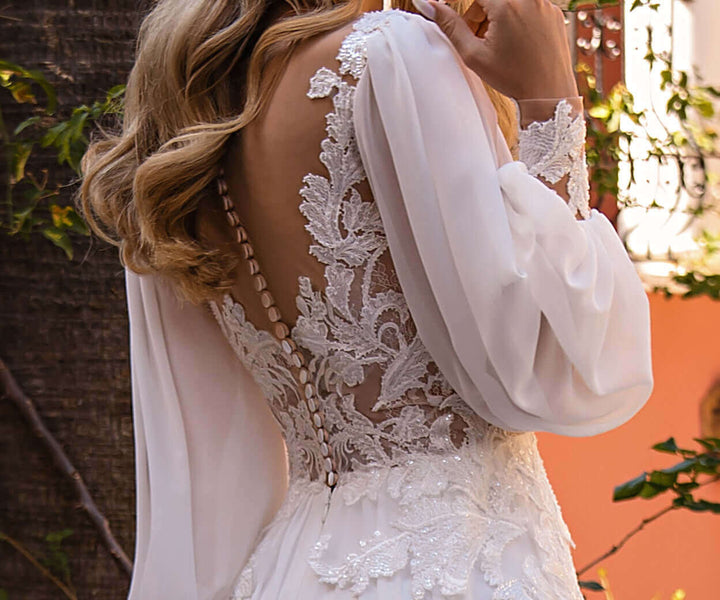 wedding dress stores Ontario, aline wedding dress with long sleeves, aline wedding dress, bridal boutique near me,