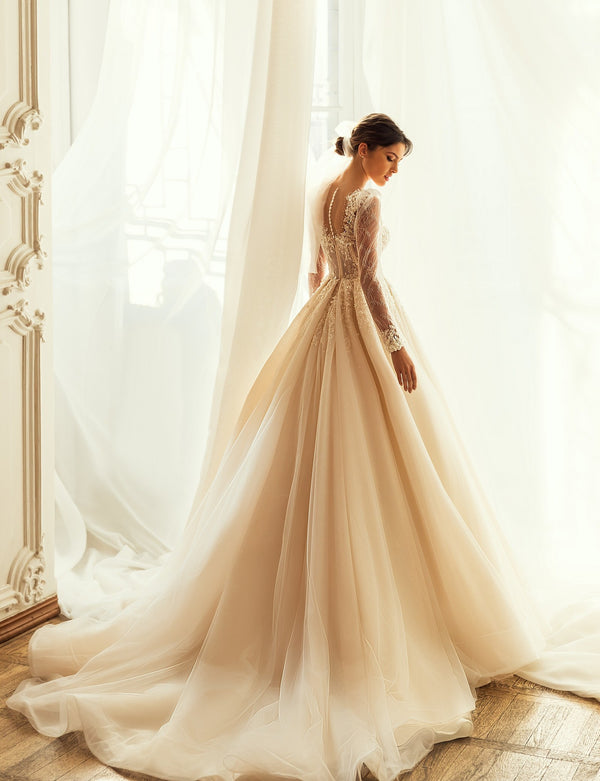 Anna - Aline Tulle Lace Wedding Dress