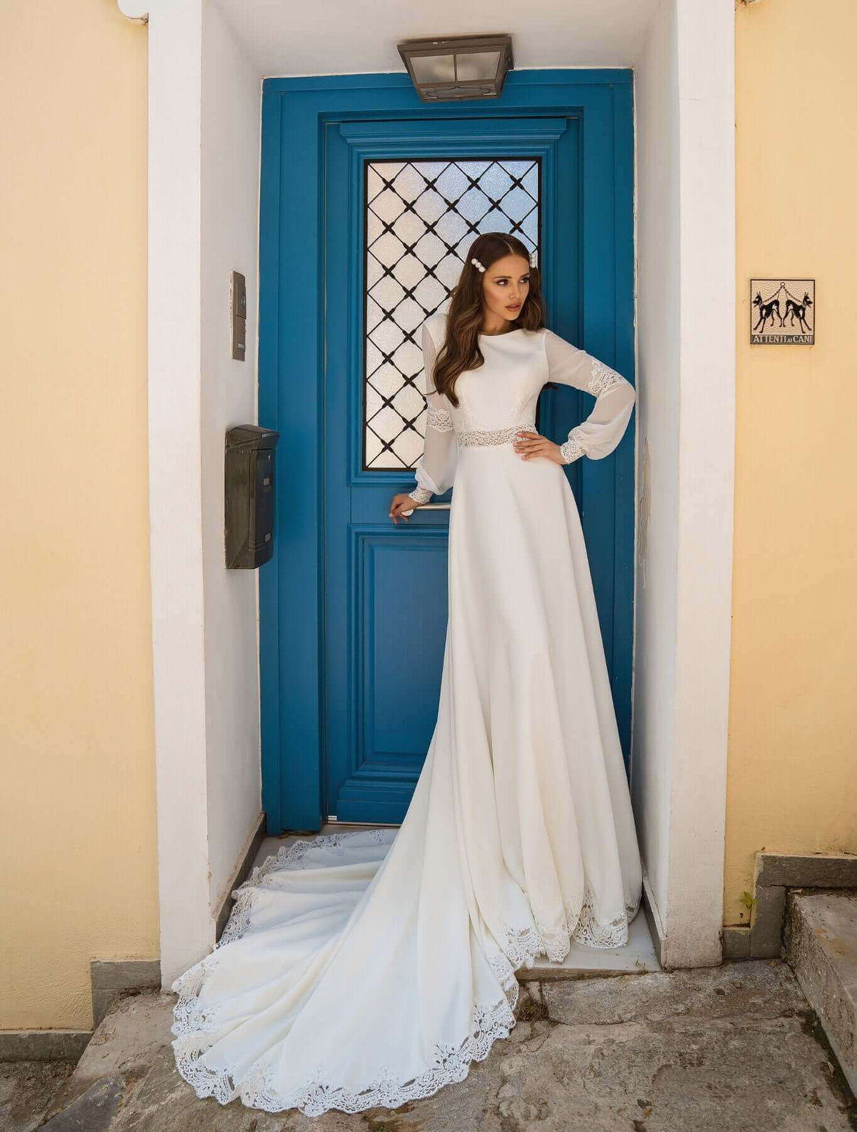 puffy sleeves, chiffon wedding dress, boho wedding dress, boho wedding dresses, bridal shop Canada, bridal shop in orleans, aline wedding dress