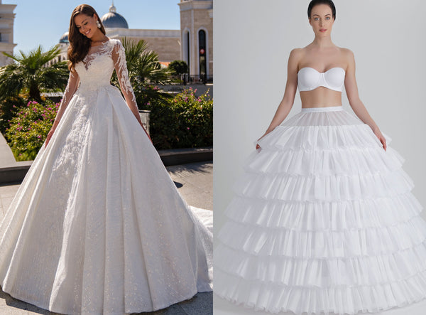 Women's Petticoat 4 Hoop Crinoline Skirt 5 Ruffles Layers Ball Gown Half  Slips Underskirt for Wedding Bridal Dress White : : Clothing,  Shoes & Accessories