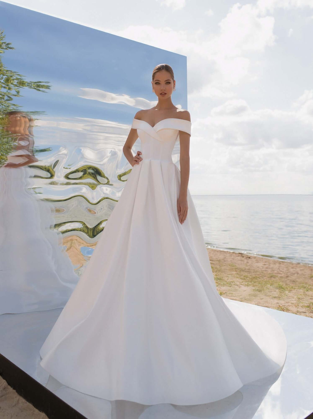 simple wedding dress, satin wedding dress Ottawa, satin wedding dress, satin dress, off the shoulder wedding dress,  aline wedding dress