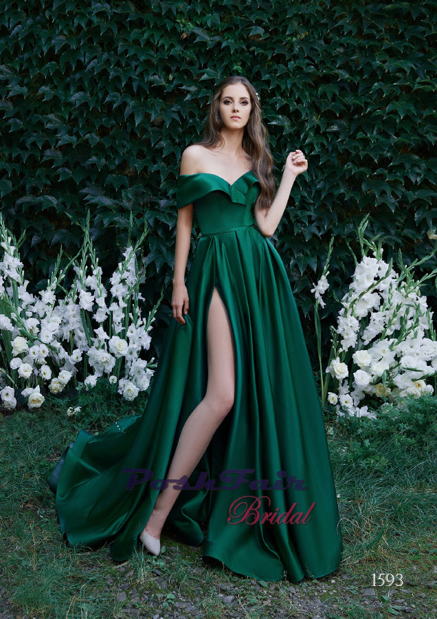 Green Satin Prom Dress, Poshfair Bridal, Orleans, Ontario