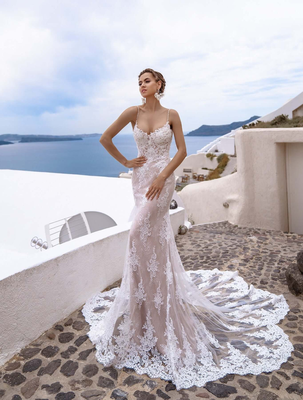 lace wedding dress, beaded lace wedding dress, form fitting wedding dress with train, mermaid wedding dress,  mermaid wedding dress